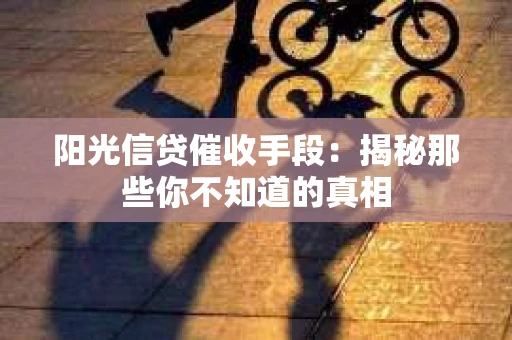 阳光信贷催收手段：揭秘那些你不知道的真相