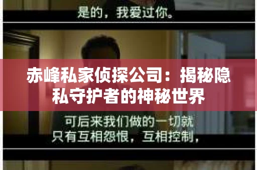 赤峰私家侦探公司：揭秘隐私守护者的神秘世界