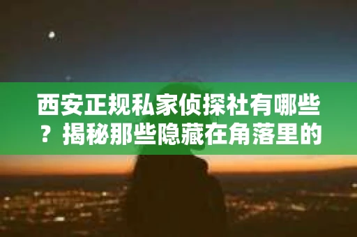 西安正规私家侦探社有哪些？揭秘那些隐藏在角落里的神秘力量