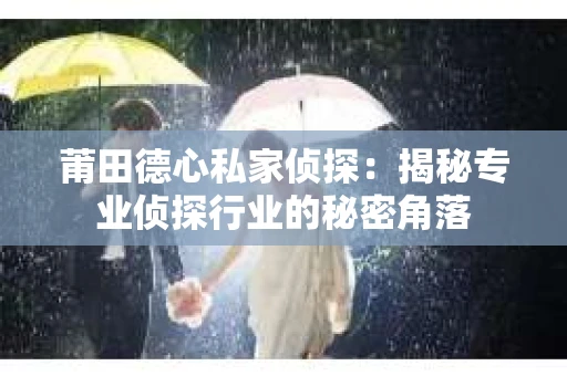 莆田德心私家侦探：揭秘专业侦探行业的秘密角落