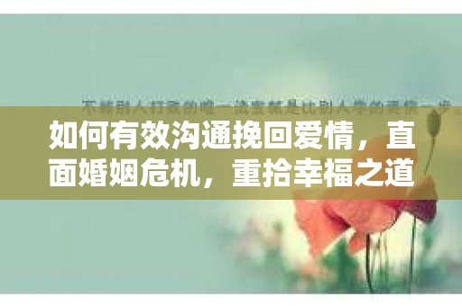 如何有效沟通挽回爱情,直面婚姻危机,重拾幸福之道 如何有效沟通挽回爱情,直面婚姻危机,重拾幸福之道